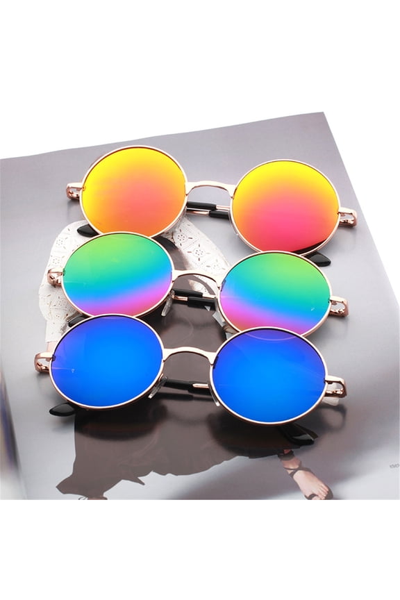 Round Polarized Sunglasses for Men Women Retro Metal Hippie Circle Style Sun Glasses UV Protection 3pack
