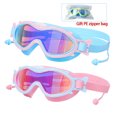 thumbnail image 1 of Rulwuck children's swimming goggles suitable for boys and girls aged 3-15, 2-piece set with anti fog and leak proof anti fog children's goggles and 2025 upgraded design, with ear and nose plugs, 1 of 7