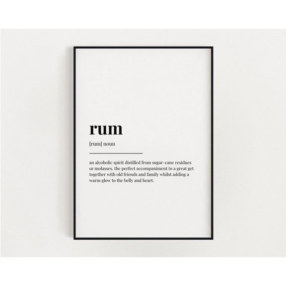 Rum Definition Meaning, Wall Art, Rum Print, Print, Quote Print, Home Decor #3559, Stretched Canvas Size 8x12