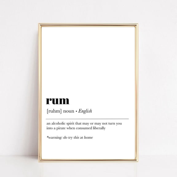 Rum Definition Print: Funny Bar Cart Art UNFRAMED PAPER POSTER, Home Decor, Vintage Gift, Living Room Dercor