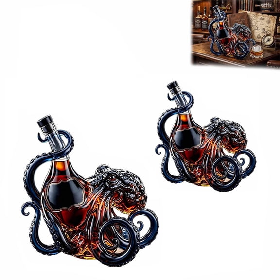 Rum Edition 3D Octopus Bottle, Deep Sea Decor Bottle, kraken rum octopus bottle,Nautical Art Collector Display , Liquor2pc