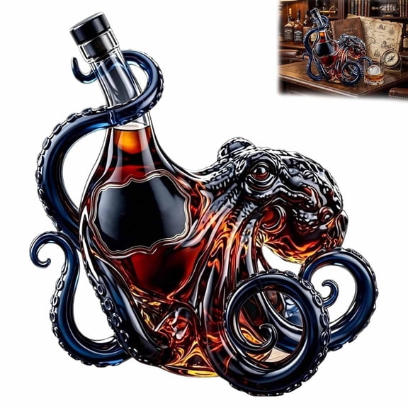 Rum Edition 3D Octopus Bottle, Deep Sea Decor Bottle, kraken rum octopus bottle,Nautical Art Collector Display , Liquor