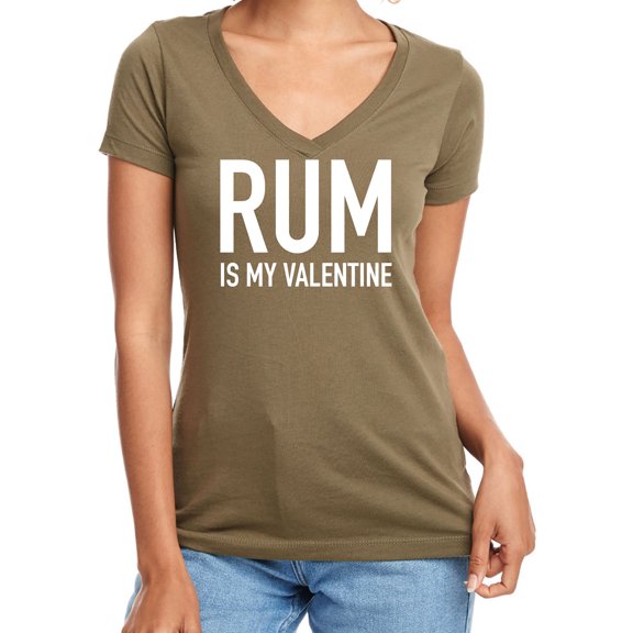 Rum Is My Valentine Womens V-Neck Tee