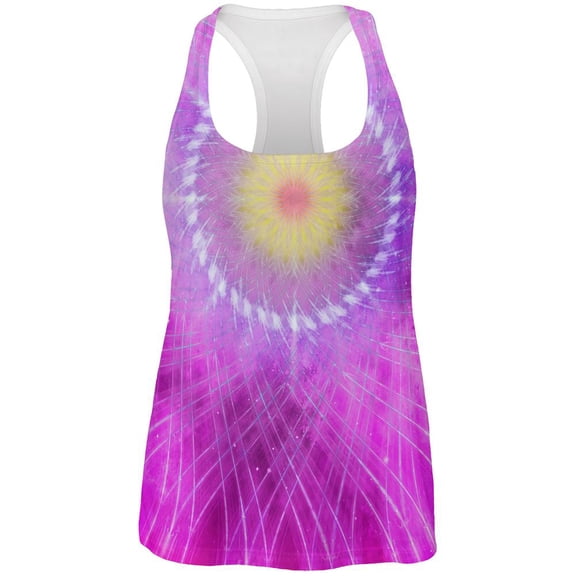 Rum Runner Hibiscus Fractal Mandala All Over Womens Work Out Tank Top Multi 2XL