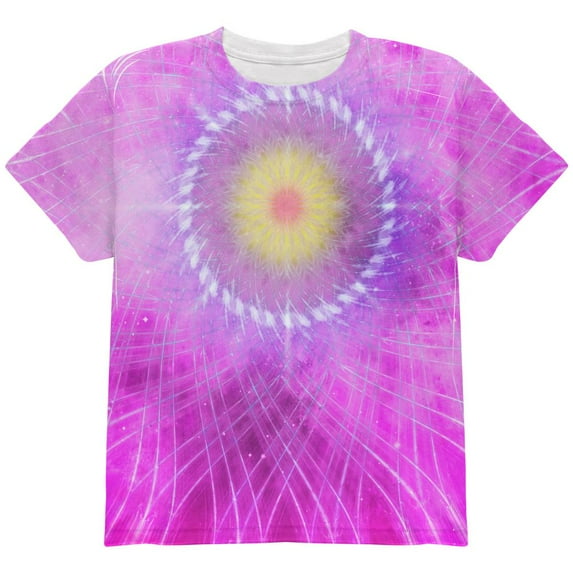 Rum Runner Hibiscus Fractal Mandala All Over Youth T Shirt Multi YMD