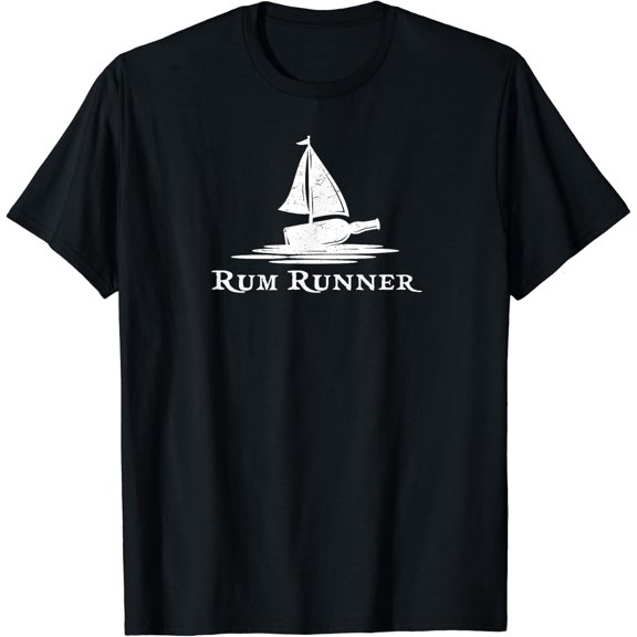 Rum Runner Ship Bottle Nautical Design T-Shirt