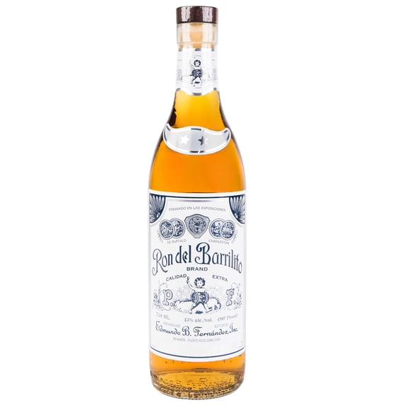 Ron del Barrilito Two Stars Puerto Rico Rum, 750 ml 1 Glass Bottle - 43% ABV, 86 Proof, Gluten-Free, Light-Medium Body