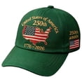thumbnail image 1 of Rumantou 250 Anniversary Usa Hat 4th of July Baseball Cap Hat Men's Independence Day 250th Anniversary Baseball Cap Outdoor Sunshade Baseball Cap for ,Green, 1 of 3