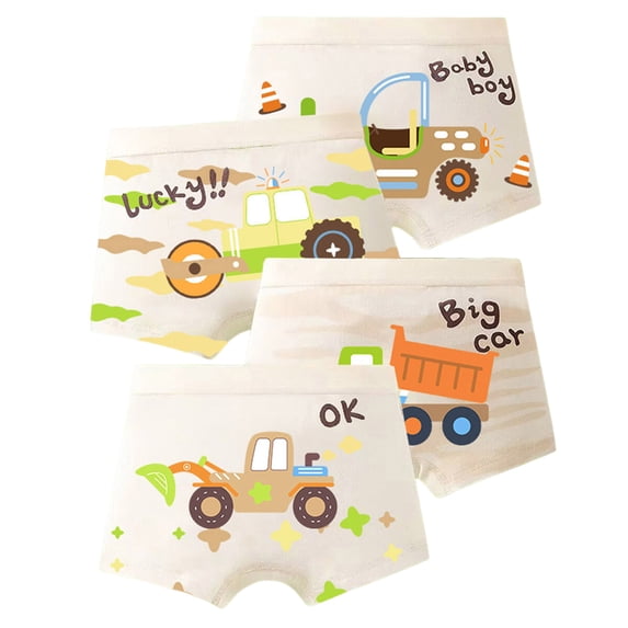 Rumantou Boys Bikini Briefs Boys Clothes Boys Fashion Boys Cotton Briefs Dinosaur Car Toddler Kids Underwear 4 Pack for 12-16 Years,Beige