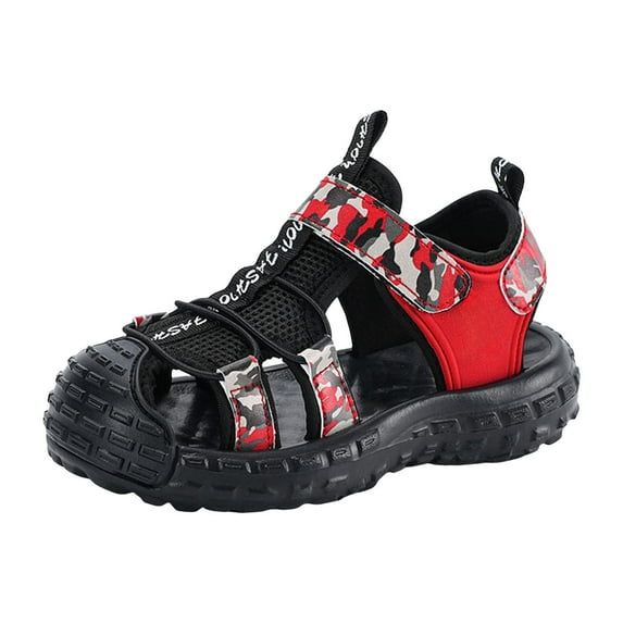 Rumantou Girls Hiking Sandals Boys Girls Closed-Toe Outdoor Summer Sport Sandals For Little/Big Kid for US 4,Red