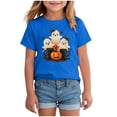 thumbnail image 1 of Rumantou Kids Halloween Shirt Girls Boys Halloween Pumpkin Shirt Girl Halloween Cute Colorful Etiquette Bow Flower T Shirt Size 2-3 Years,Blue, 1 of 5