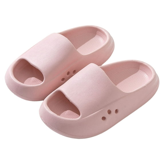 Rumantou Kids Lightweight Soft EVA Non-Slip Slides Slippers Open Toe Comfy Sandals for Toddler Boys Girls Children Bathroom Shower Summer Size for US 8,Pink
