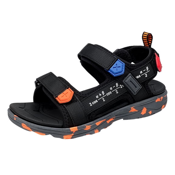 Rumantou Kids Sandals Boys Summer Shoes for Girls Boys' Double Hook & Loop Open Toe Sport Sandals(Toddler/Little Kid/Big Kid) for 4.5,Black
