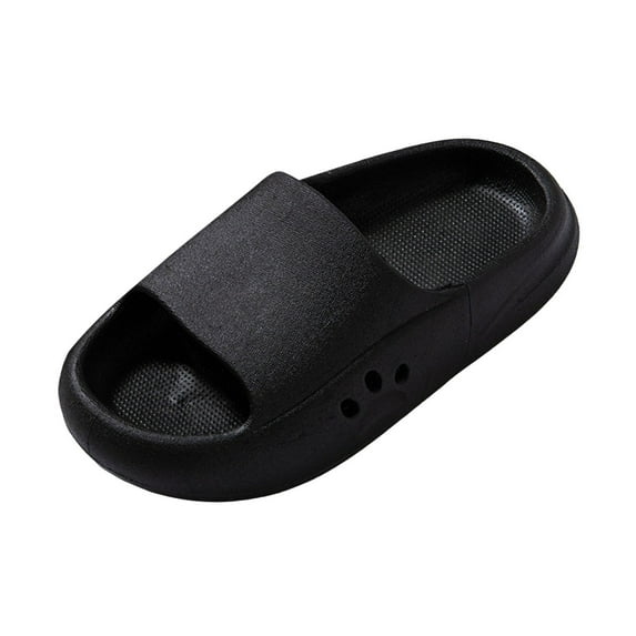 Rumantou Kids Lightweight Soft EVA Non-Slip Slides Slippers Open Toe Comfy Sandals for Toddler Boys Girls Children Bathroom Shower Summer Size for US 8,Black