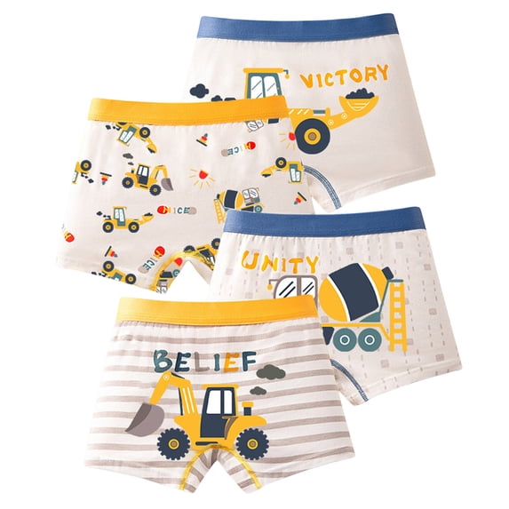 Rumantou Toddler Boys Underwear Boys Clothes Boys Fashion Boys Cotton Briefs Dinosaur Car Toddler Kids Underwear 4 Pack for 12-15 Years,Yellow