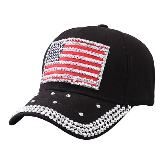 Rumantou Usa 250th Anniversary Hat 4th of July Baseball Cap Hat Baseball Cap Adjustable Unisex Baseball Cap With National Flag Five Pointed Star Rhinestone for ,E