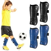 Rumbeast 2 Pairs Soccer Shin Guards for Kids, Calf Protection Soccer Shin Pads for Toddler 5-12 Years(Blue, Black)