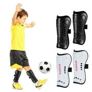 Rumbeast 2 Pairs Soccer Shin Guards for Kids, Calf Protection Soccer Shin Pads for Toddler 5-12 Years(White, Black)