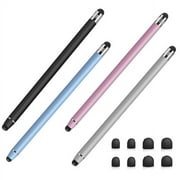 Rumbeast 4Pcs Touchscreen Stylus Pen, 2 in 1 Universal Stylus Touch Screen Pen with 8 Extra Replaceable Tips for iPhone iPad Samsung Tablet Cell Phone PC Laptop, All Touch Screen Devices(Pink)
