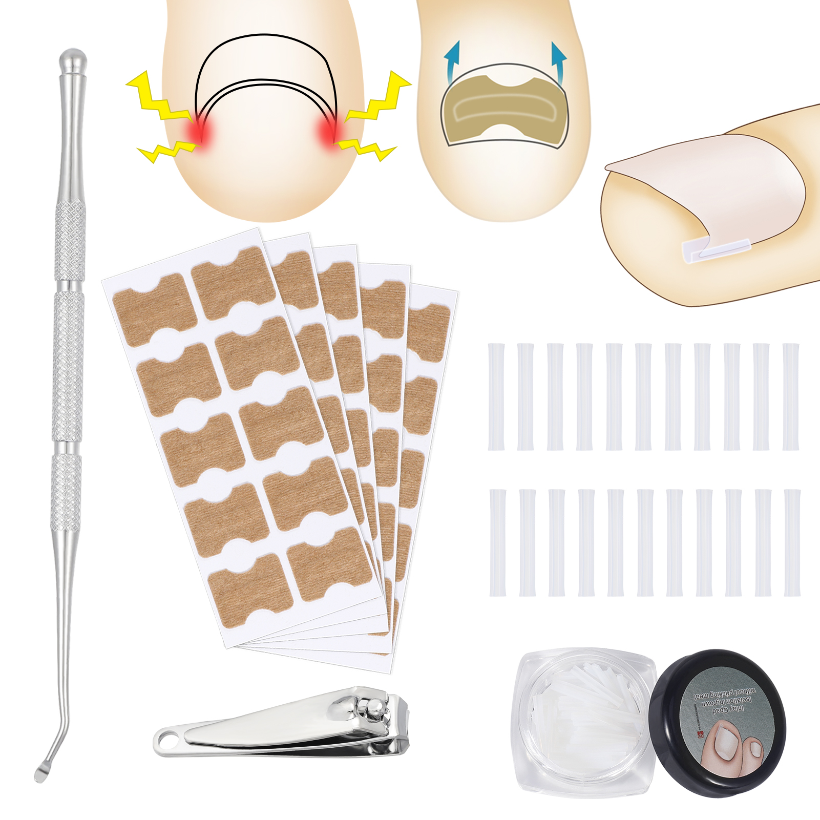 Rumbeast 50Pcs Toenail Correction Patch Set, 50 Pcs Ingrown Toenail