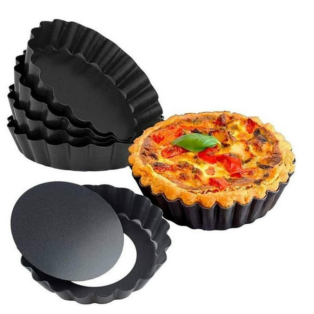 Rumbeast 6Pcs 4Inch Mini Tart Pans Set, Non Stick, Removable Bottom