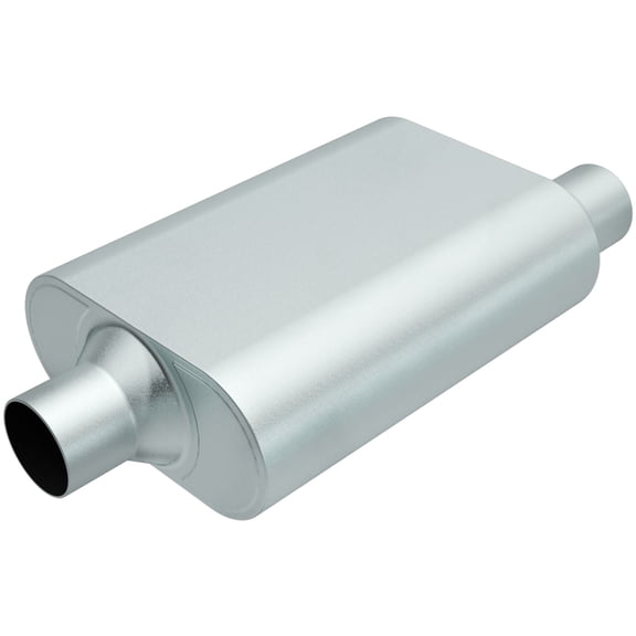Rumble Exhaust R22442 Replacement RUMBLE Muffler; Oval; 13 in. x 4.25 in. x 9.5 in.; Overall Length 19 in.; 2.25 in. Inlet/Outlet; Center/Offset; Stainless Steel;