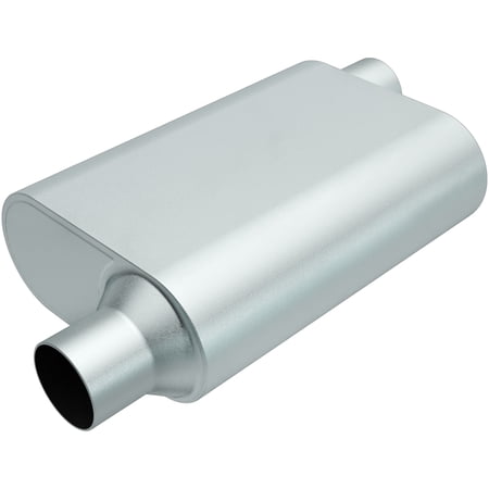 Rumble Exhaust R22443 Replacement RUMBLE Muffler; Oval; 13 in. x 4.25 in. x 9.5 in.; Overall Length 19 in.; 2.25 in. Inlet/Outlet; Offset/Offset; Stainless Steel;