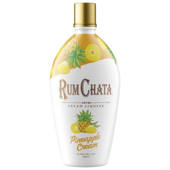 Rum Chata Pineapple Cream Liqueur, Caribbean Rum with Real Dairy Cream, 750ml Glass Bottle, 13.75% ABV