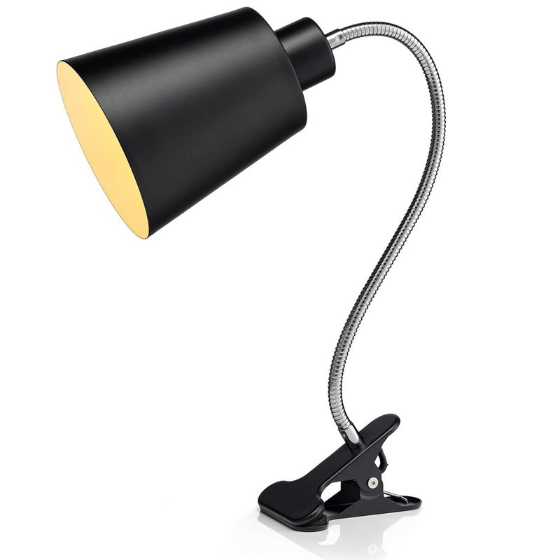 Rumi Lighting Clip On Desk Lamp w/Flexible Gooseneck Black