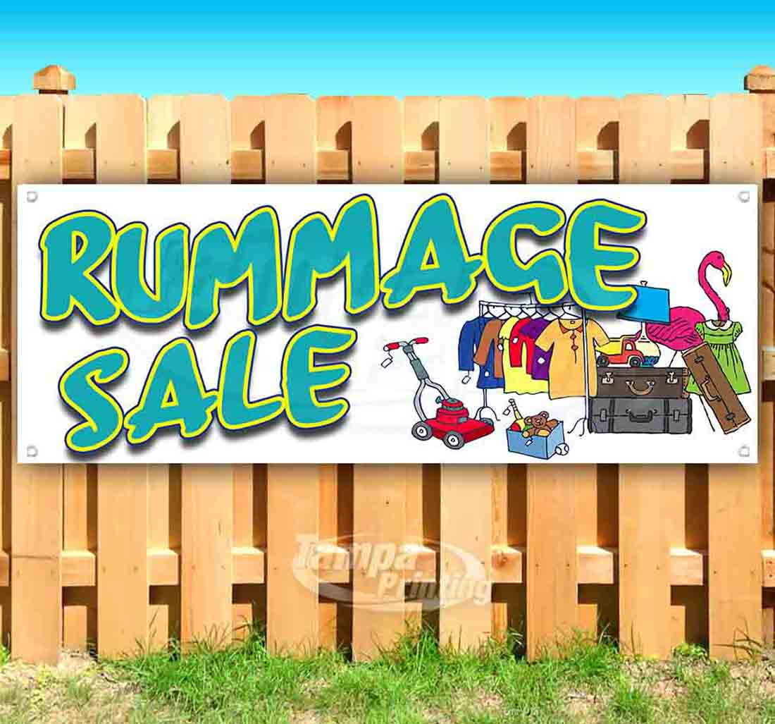 Rummage Sale 13 oz Vinyl Banner With Metal Grommets - Walmart Business ...