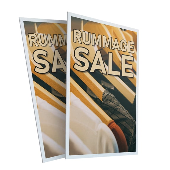 Rummage Sale (2-Pack) 24 Inch x 36 Inch Plastic Signs | Sign Insert 4mm Corrugated Plastic Signs Storefront Window Poster | Local Bargains, Community Events, Professional Signage | Made