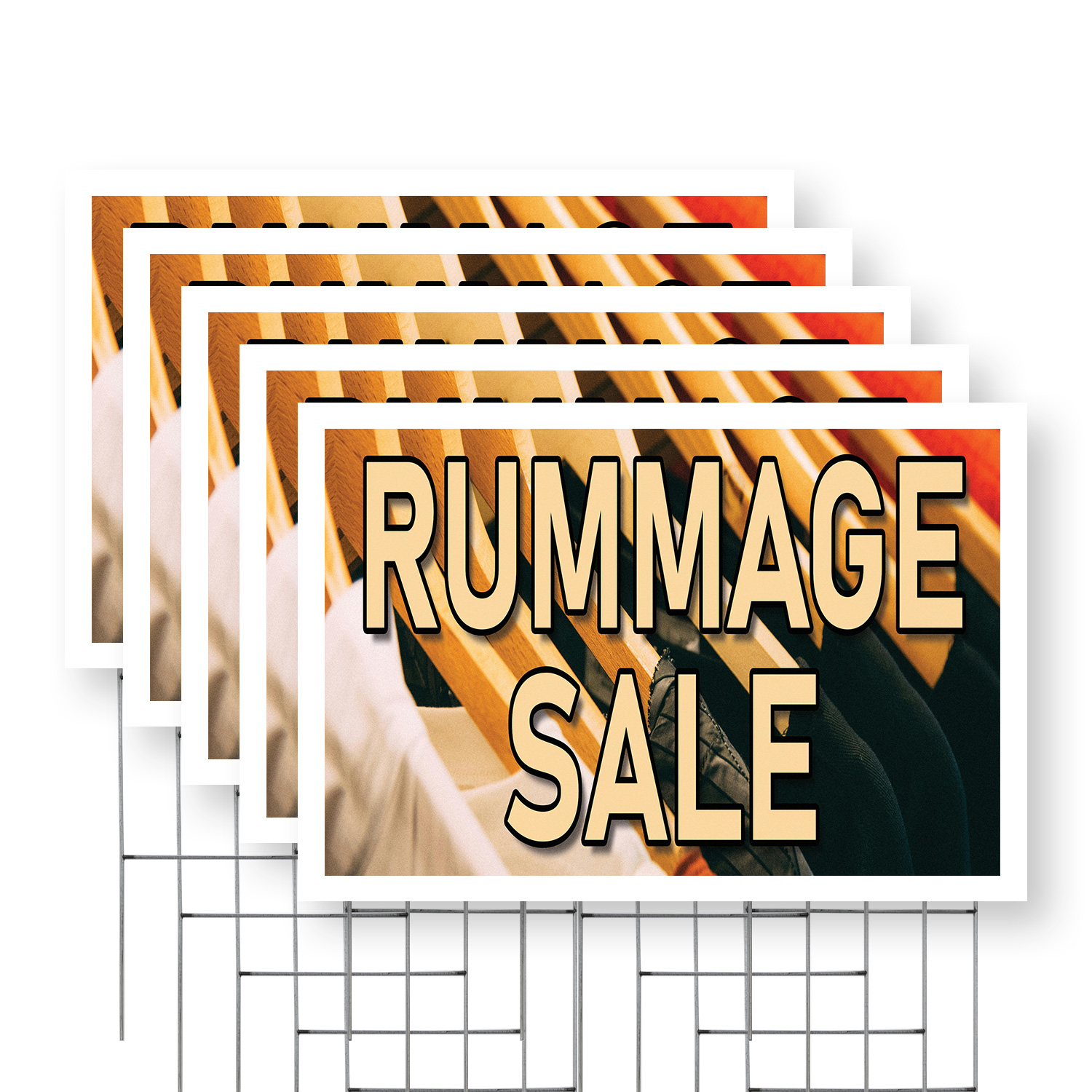 Fillable Rummage Sale Signs Rummage Sale Yard Sign 5 Pack of 24 Inch x 36 Inch Single Sided ...
