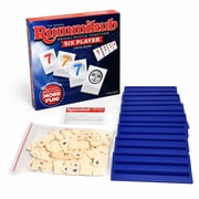 Rummikub Six Player Tile Strategy Board Game with Blue Racks Number Logic Family Party English Version