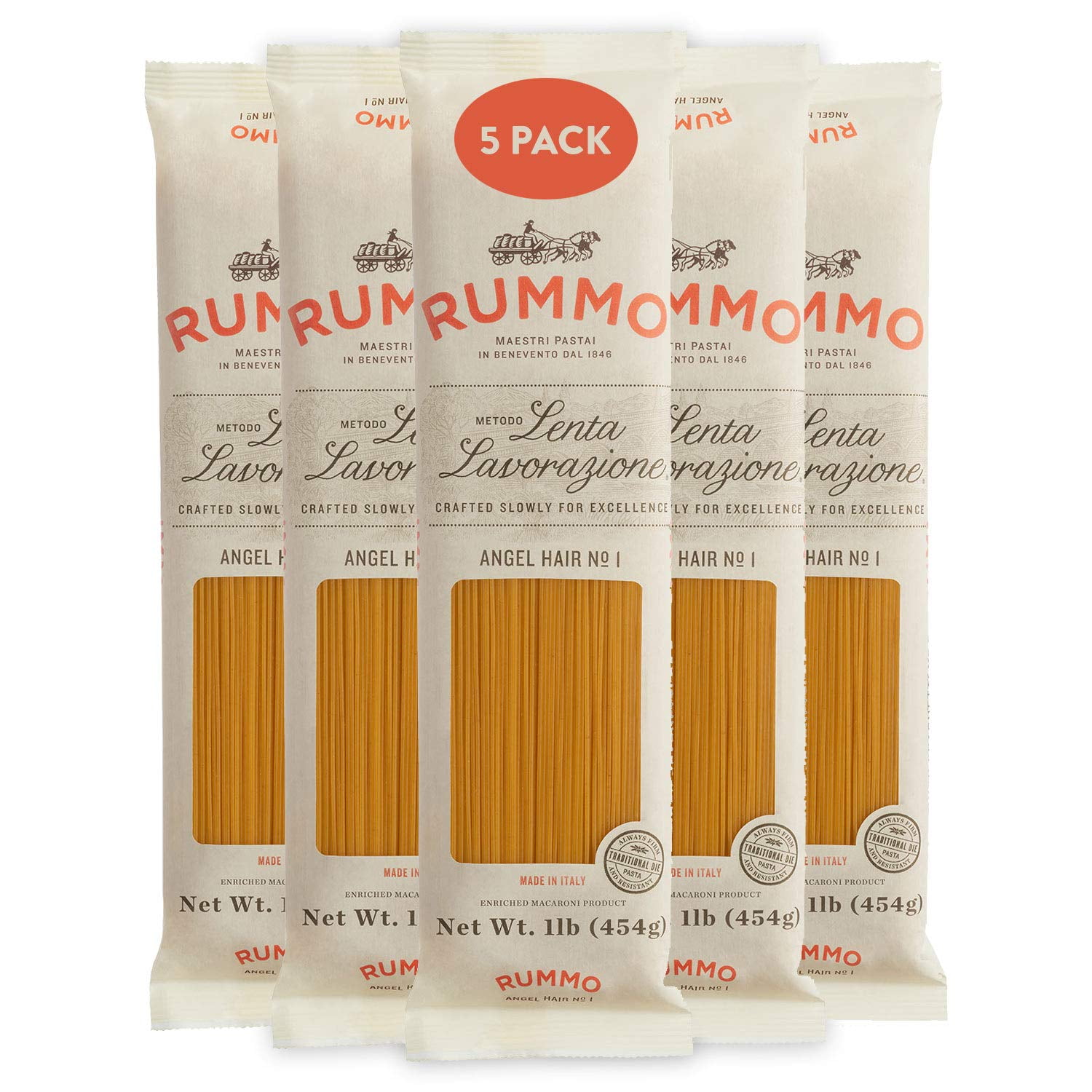 Rummo Angel Hair Pasta N.1 Capellini Pasta Noodles, Dry Pasta, Durum