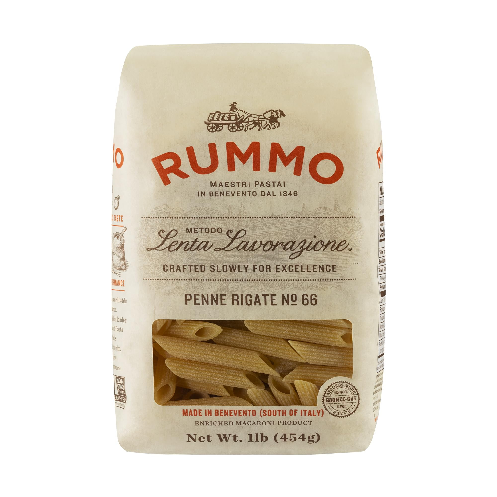 Rummo Penne Rigate Pasta N.66 - Penne Pasta Noodles, Dry Pasta, Durum Wheat Semolina Penne, Pasta from Italy - 16 Ounce (Pack of 5)ZAZK-1131