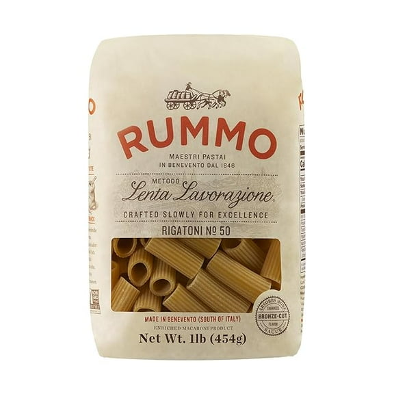 Rummo Rigatoni Pasta N.50 - Rigatoni Pasta Noodles, Italian Tube Pasta, Bronze Cut Pasta, Dry Pasta, Durum Wheat Pasta - 12 Ounce ( Pack of 2 )