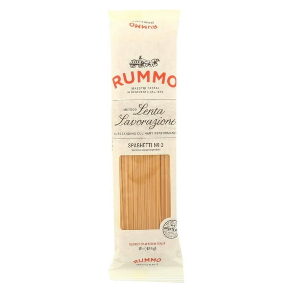 Rummo Spaguetti Pasta, 1lb, Contains Wheat, Shellfish Free, Shelf Stable, Plastic Bag