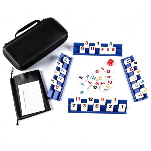 🎲 Rummy Cube Game Set for 4 Players, 106 Tiles Portable Rummy Game with Storage Case & Drawstring Bag, Family Board Game Gift