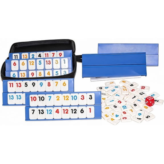 🃏 Rummy Cube Tile Game Set, 160 Opaque Tiles with 6 Storage Case & Racks for Family Game Night, 6 Players