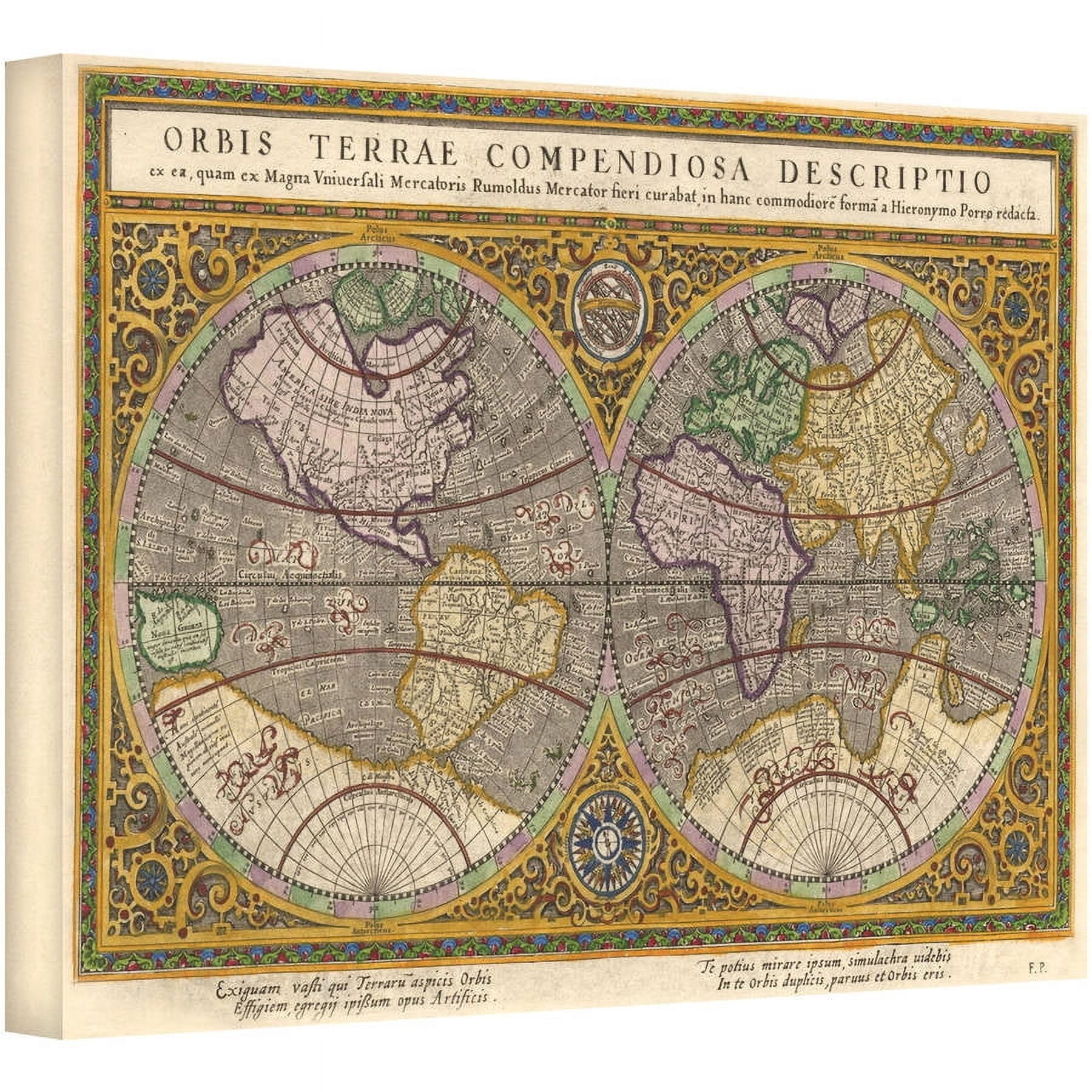 Rumold Mercator "Orbis Terrae Compendiosa Descritio" Gallery-Wrapped Canvas