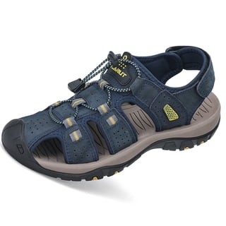Rumpra Men’s Closed Toe Sport Sandals, Lightweight Leather Hiking & Outdoor Water Shoes
