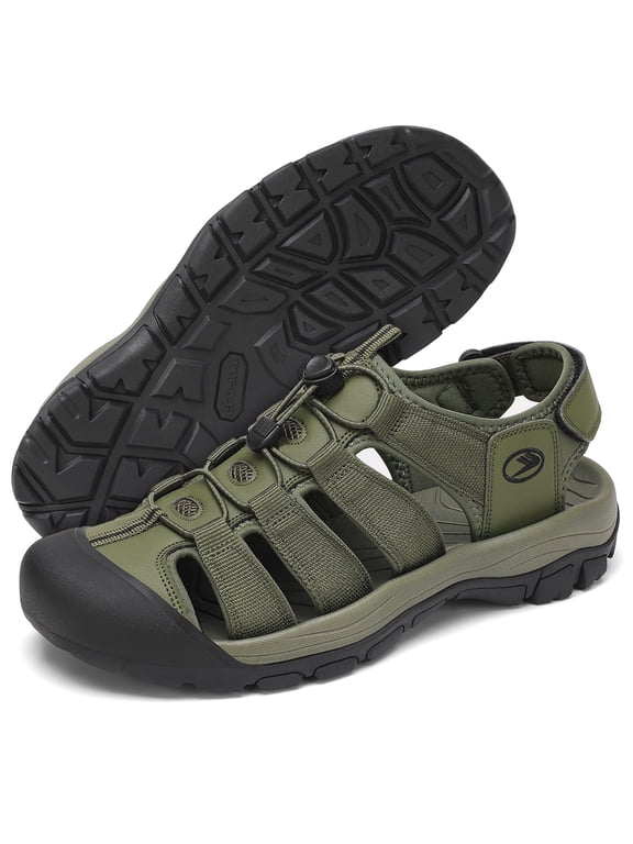 Men’s Closed Toe Sport Sandals, Lightweight Outdoor Hiking Beach Shoes
