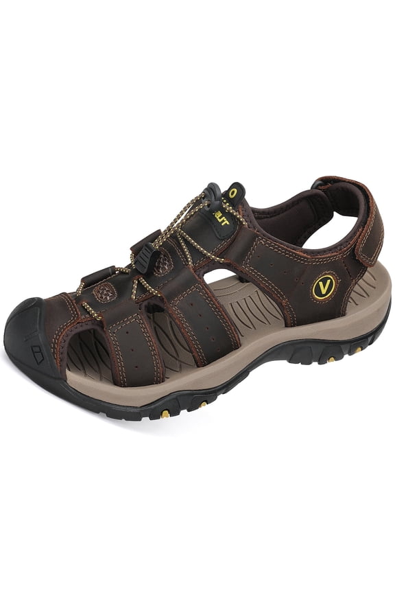 Men's Sandals, Closed Toe Leather Fisherman Outdoor Hiking Sport Shoes Summer