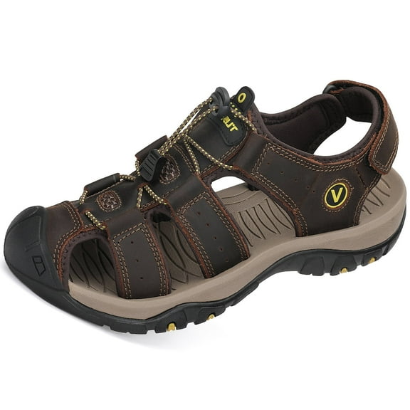 Rumpra Men's Sandals, Closed Toe Leather Fisherman Outdoor Hiking Sport Shoes Summer