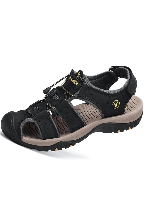 Men's Sandals, Closed Toe Leather Fisherman Outdoor Hiking Sport Shoes Summer