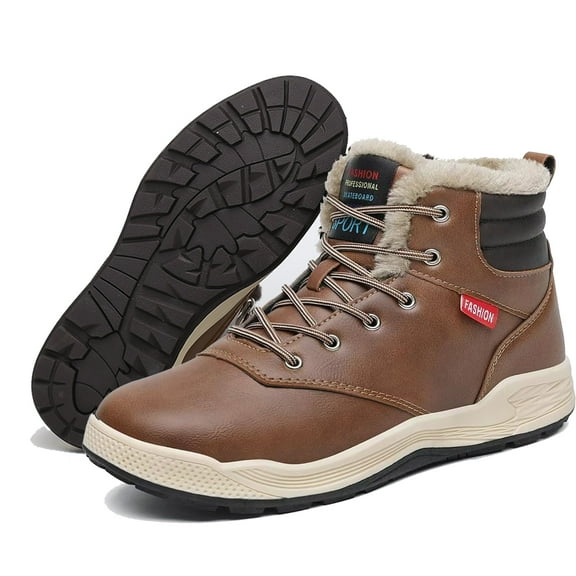 Rumpra Men's Snow Boots Waterproof Fur Lined Lace Up Ankle Sneakers High Top Winter Shoes