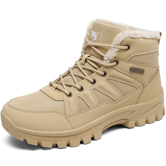 Rumpra Men's Snow Boots Insulated Waterproof Faux Fur Lined Warm Winter Hiking Shoes for Outdoor Work