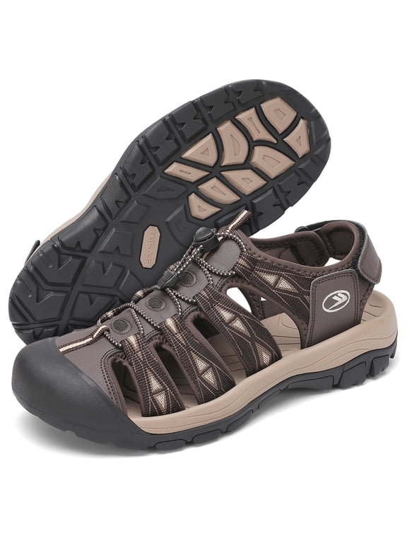 Men’s Closed Toe Sport Sandals, Lightweight Outdoor Hiking Beach Shoes