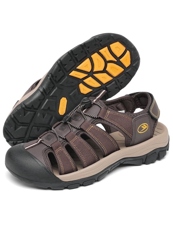 Men’s Closed Toe Sport Sandals, Lightweight Outdoor Hiking Beach Shoes