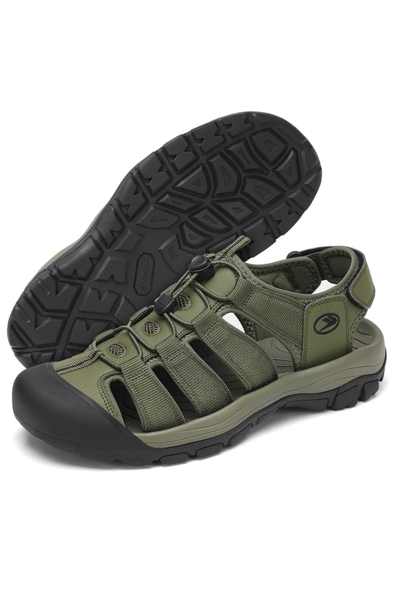 Men’s Closed Toe Sport Sandals, Lightweight Outdoor Hiking Beach Shoes